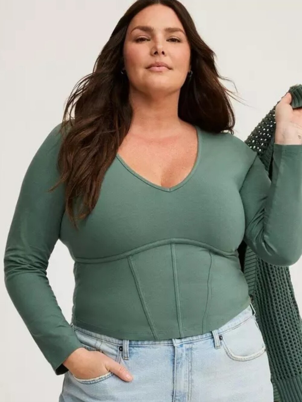 Torrid Long-Sleeve V-Neck Corset Top Size 3